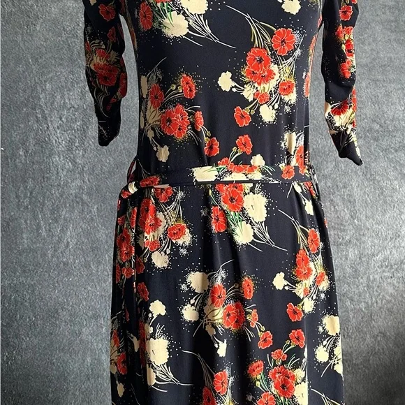 VERONICA WOMANS MIDI SLIP ON DRESS STRETCH RUCHED SLEEVE SZ XS - Picture 12 of 12